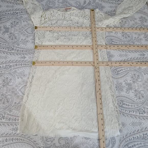 Velvet lace overlay silk dress Ivory Size Small Coquette sorority graduation - Picture 4 of 8